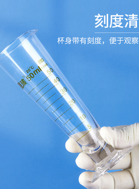 湘玻玻璃量杯刻度三角锥形量筒精准教学实验器材100/250/500ml
