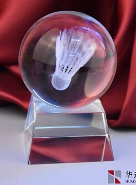 水晶球内雕羽毛球礼物送老师客厅桌面摆件纪念品送男朋友生日礼物