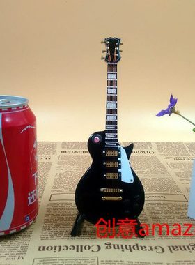 包邮18厘米精致 配娃娃兵人木制迷你电吉他模型毕业男女朋友礼物