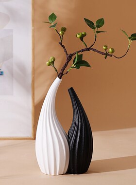 创意陶瓷细口花瓶摆件客厅插花桌面化妆台餐边柜装饰品高级感小众