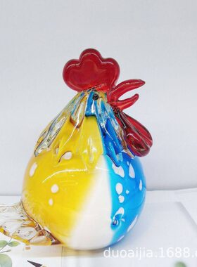 创意玻璃罩夜灯玻璃鸡摆件家居软装样板房装饰穆拉诺玻璃灯罩