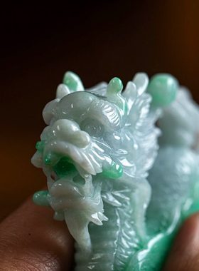 孤品【翡翠.祥瑞麒麟】桌面家居客厅高档摆件男女礼物 一物一证