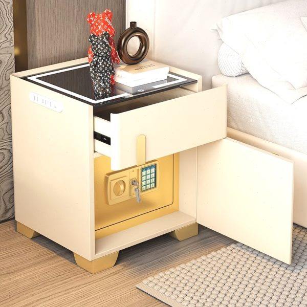 家用智能床头柜保险箱一体简约现代卧室收纳柜保险箱多功能无线充,淘宝优惠券,粉丝福利购,淘宝优惠卷