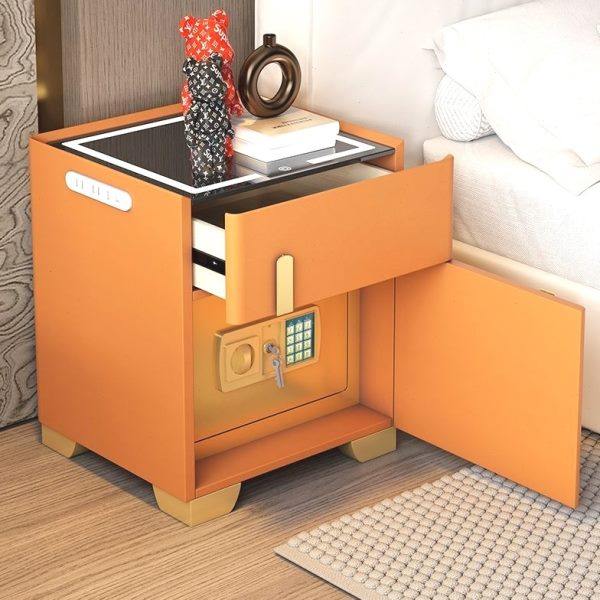 家用智能床头柜保险箱一体简约现代卧室收纳柜保险箱多功能无线充,淘宝优惠券,粉丝福利购,淘宝优惠卷