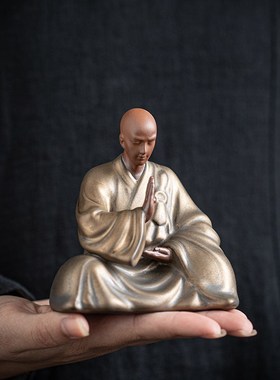 中式复古小和尚摆件陶瓷工艺品禅意D家居茶室博古架装饰品庭院摆