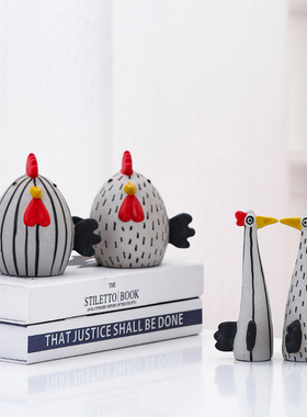 森系波点创意g小鸡陶瓷摆件艺术车内饰品客厅装饰办公室玄关北欧