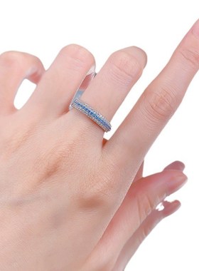 珠宝a 2024新款S925银帕拉伊巴排钻戒指女日常轻奢百搭款指环