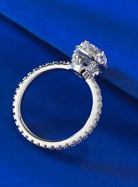 珠宝 欧美新款S925银一克拉仿真钻戒指6.5豪华W围镶欧美戒指女