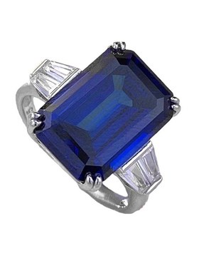 珠宝 e2023新款S925银戒指镶嵌10*14mm皇家蓝戒指欧美风女款