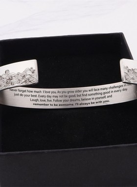 remember to be awesome10MGM不锈钢开口手镯流行简约手环礼物