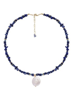 巴洛克异形淡水珍珠项链不规则青金石碎石颈链法T式复古气质锁骨