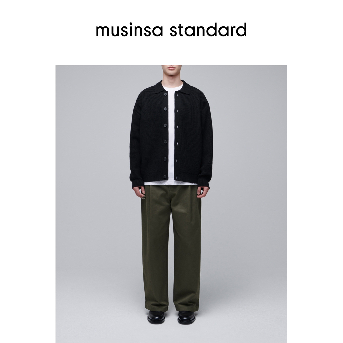 韩国25秋冬男士宽松潮流时尚翻领罗纹针织开衫musinsa standard,淘宝优惠券,粉丝福利购,淘宝优惠卷