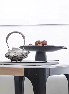 现代新中式洽谈区桌面纸巾盒托盘C花器创意摆件桌面书房装饰样板