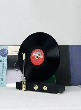 现代轻奢立式复古留声机黑胶唱片模型/样板间售楼处装Z饰摆件礼物