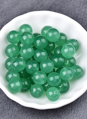 东陵玉单颗珠绿色珠子串珠diy