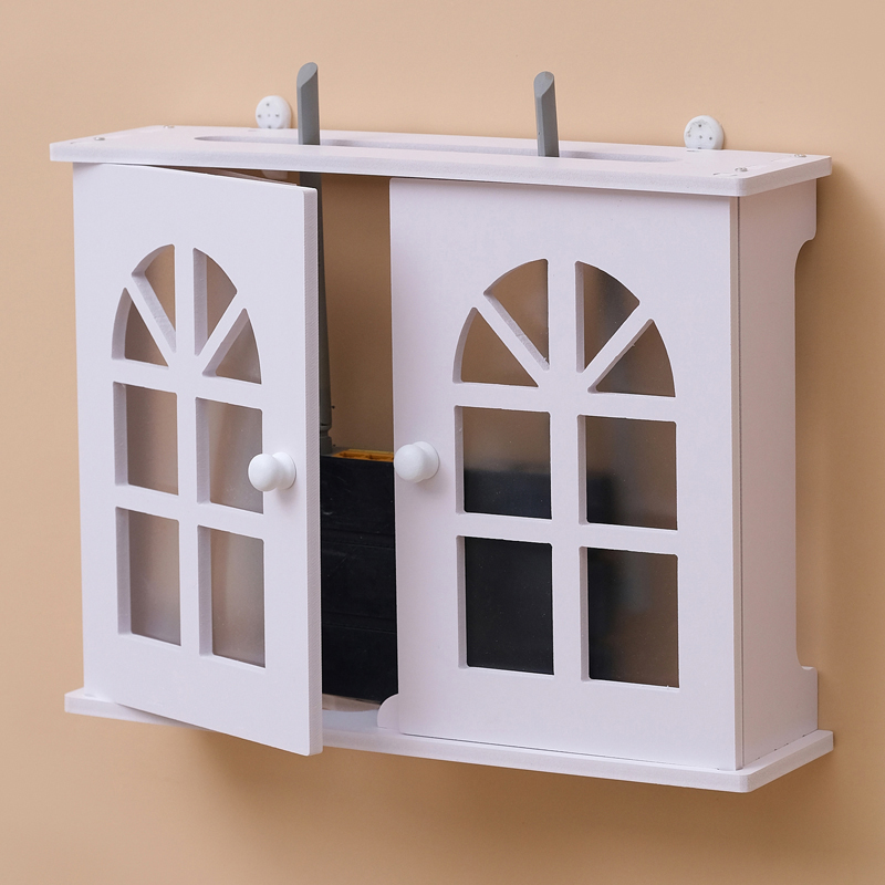 路由器插排收纳盒光猫壁挂墙上免打孔桌面无线wifi机顶盒放置物架 - 图0