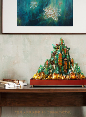 五岳独尊泰山石摆件铜工艺品客厅老板办公室大R气装饰公司开业礼