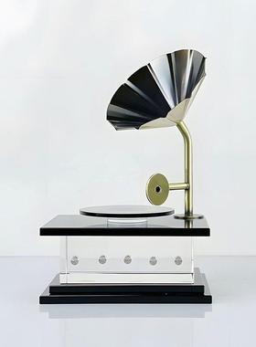 现代简约轻奢样板间飘窗组合摆件托盘水晶留声机香薰创意搭配饰品