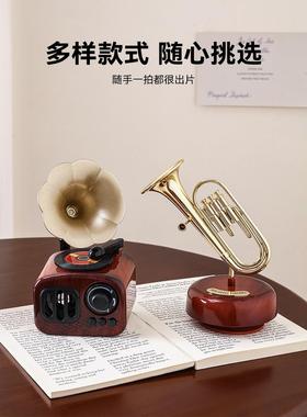 覆古怀旧留声机音乐盒装饰入口客厅家庭装饰酒吧咖啡馆创意装饰