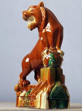 唐三彩陶瓷虎饰，魏峰手工艺品，客厅家居装饰，艺术礼品