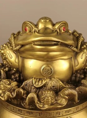 铜金蝉招财摆件三足蟾蜍聚宝盆百财金蟾九子蟾装饰品店Z铺开业礼