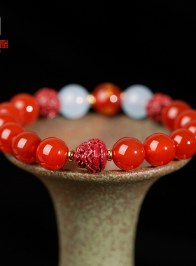 2021年属鸡吉祥物辰酉六合不动明王手链男黑曜石本命年佛珠手串女