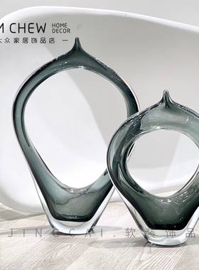 轻奢极简现代灰色镂空大号客厅摆件玄关样板H间样品屋展示中心客