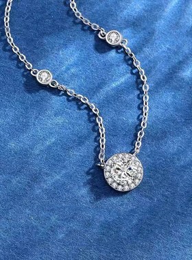 S999银d莫桑石星点项链女夏季轻奢高级感小众百搭礼物送女友送闺