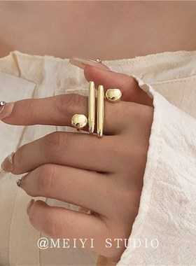 小众设计冷淡风h简约金属夸张戒指高级感时髦轻奢外贸爆款指环配