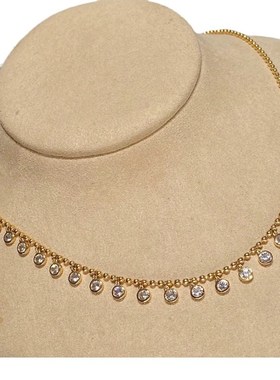 ins复古泡g泡钻流苏项链圆珠链中古风叠戴精致锁骨链小众设计感女