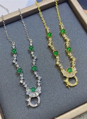 高档珠宝翡翠彩宝碧玺吊坠扣通用项链 J一款多戴葫芦扣万能项链女