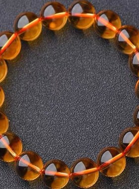 天然巴西金橘黄水晶手链男女情侣水晶R手串收藏级黄水晶