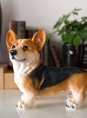 仿真树脂动物柯基狗家居摆设小狗工艺品雕塑电视柜客厅装饰品摆件