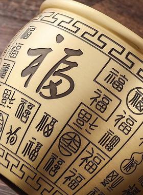 黄铜米缸百福铜缸摆件家居客厅装饰品招聚纯财特大号存钱罐聚宝盆