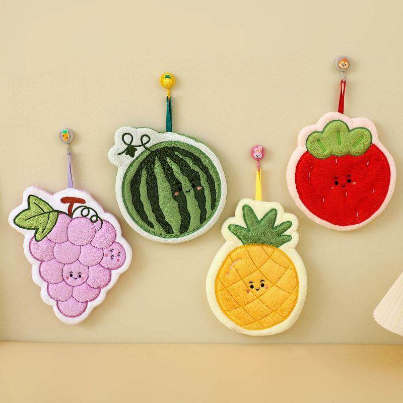 【水果派对】珊瑚绒擦手巾可爱菜园擦手巾趣味吸水速干可挂式家,淘宝优惠券,粉丝福利购,淘宝优惠卷