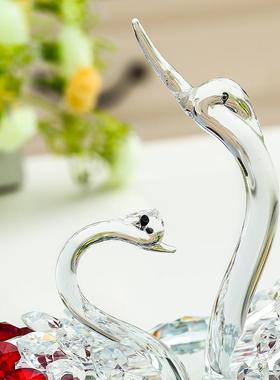 结婚礼物水晶天鹅摆件新婚礼品送朋友闺蜜创意实用婚房装饰品摆设