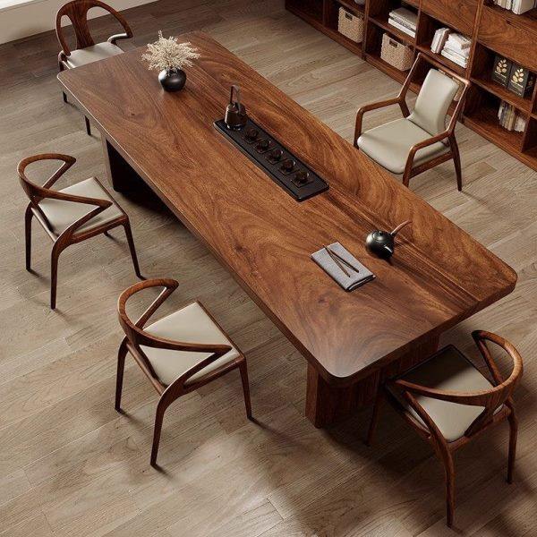 南美胡桃木茶桌椅组合一桌五椅家用客厅实木大板泡茶台新中式茶几,淘宝优惠券,粉丝福利购,淘宝优惠卷