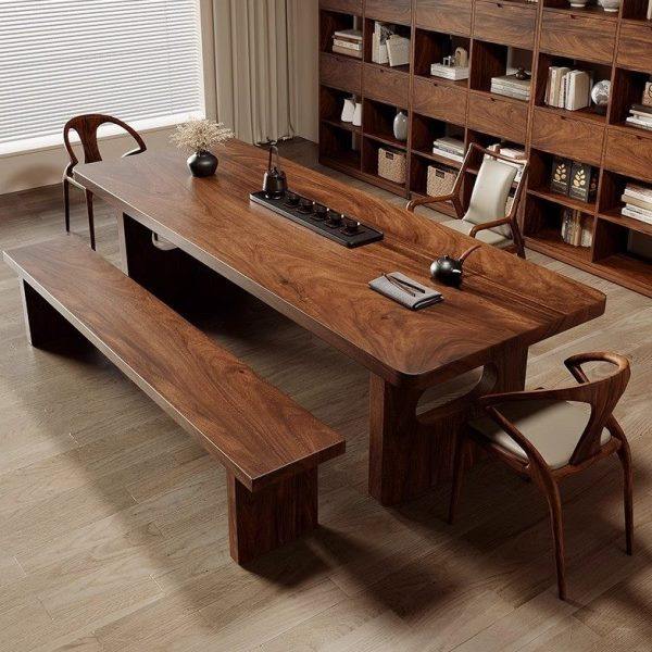 南美胡桃木茶桌椅组合一桌五椅家用客厅实木大板泡茶台新中式茶几,淘宝优惠券,粉丝福利购,淘宝优惠卷