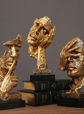 沉默是金雕塑抽象艺术摆件客厅酒柜办公室家居装饰书房书柜工艺品