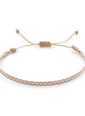 跨境南美哥伦比亚民族风织带幸运友谊手绳Jins小众多条叠戴手链女