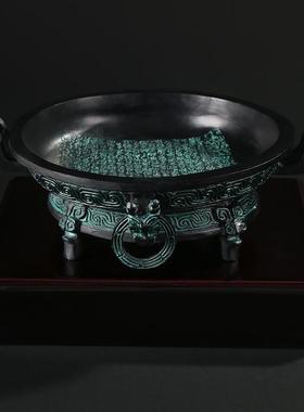 大仕缘黄铜工艺品招财黄玉底聚宝盆仿古摆件家居摆设开业乔迁礼品