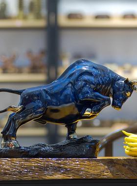 铜牛摆件牛气冲天华尔街牛生肖牛玄关工艺品牛转乾坤公司开业礼品