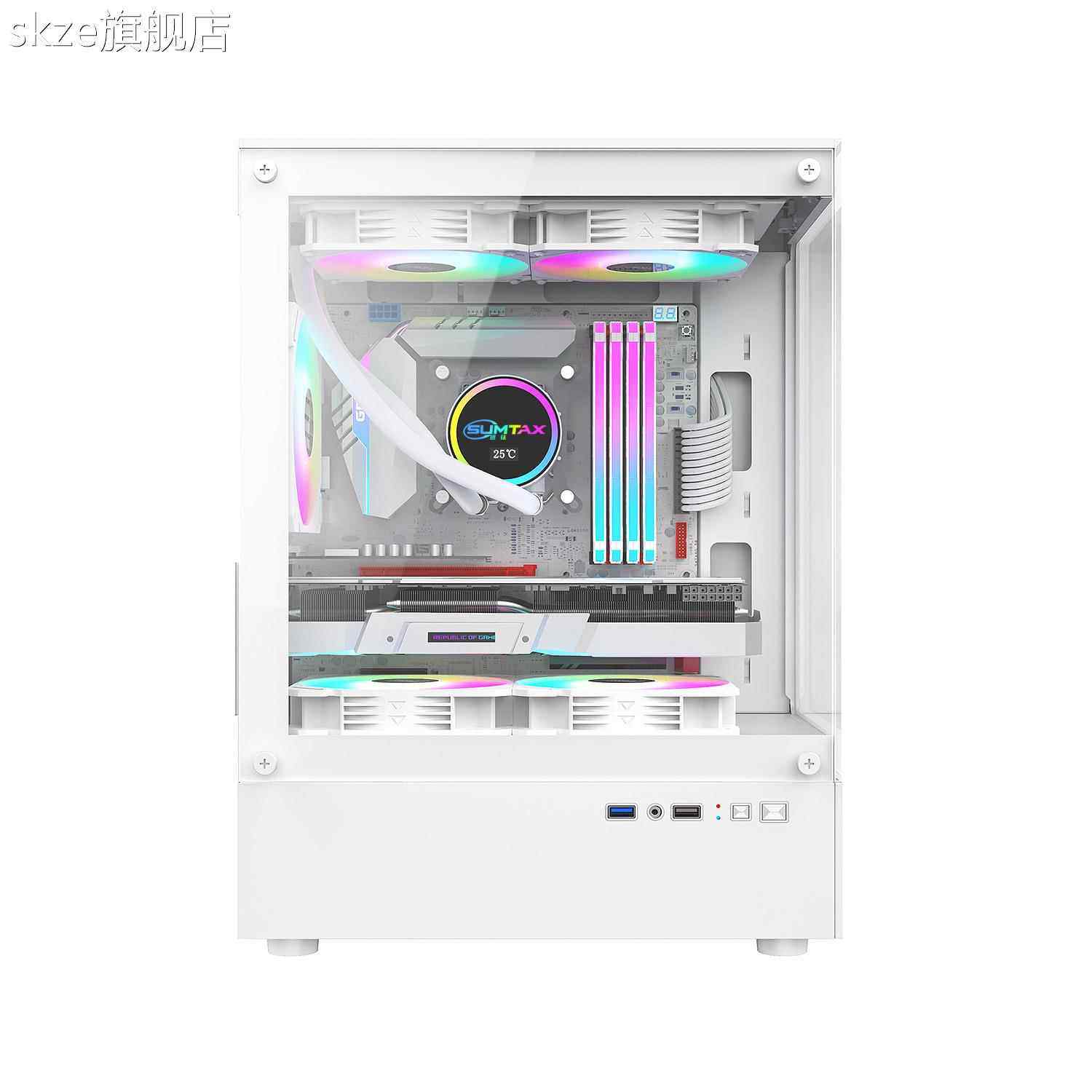 Column-free sea view room chassis LOB computer desktop main fish machine MX-AT supports 240 water-cooled cylinder side through 270