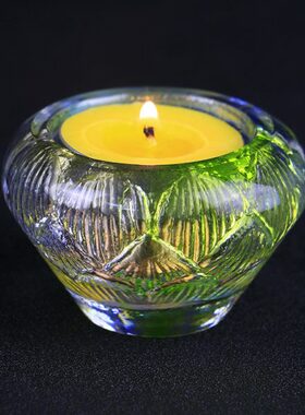 七彩古法琉璃烛台酥油灯座蜡台灯架供灯供具摆件小号