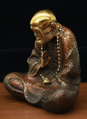 纯铜佛像摆件沉思禅意达摩祖师家居客厅佛堂镇宅供奉工艺品摆设