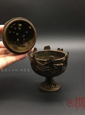 苏工仿古纯铜博山炉家用室内香炉线香炉焚香炉家用薰香炉创意礼品