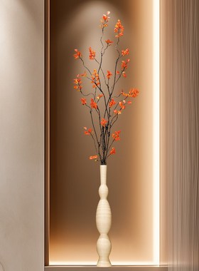 玄关入户细高花瓶l摆件高级感家居客厅电视柜迎客松花艺花器装饰