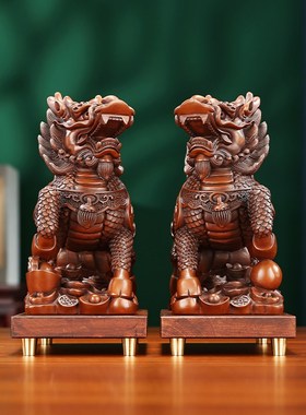 紫铜《瑞兽麒麟》一对o摆件家居装饰品玄关办公室中式开业乔迁礼