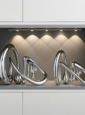 现代抽象金属流体l摆件轻奢高档玄关酒柜电视柜家居装饰品乔迁礼