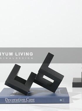 简约现代黑色几何抽象软装饰品家居样板房N间售楼处酒店玄关摆件